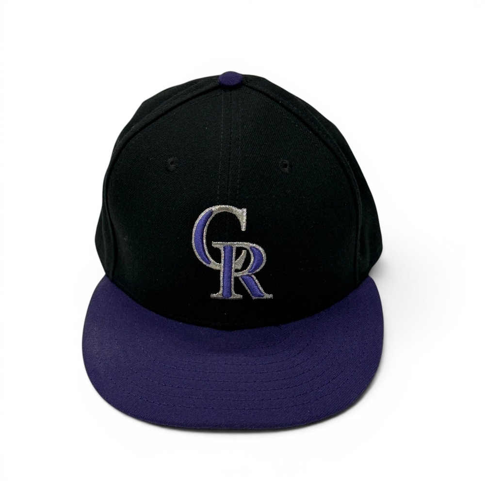 New Era 59FIFTY Colorado Rockies Hat Black Purple Fitted 7 1/2 MLB Authentic